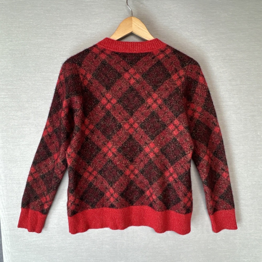 Charter Club Luxury Red Metallic Plaid Cashmere Blend Pullover Sweater Women's L - Picture 7 of 8